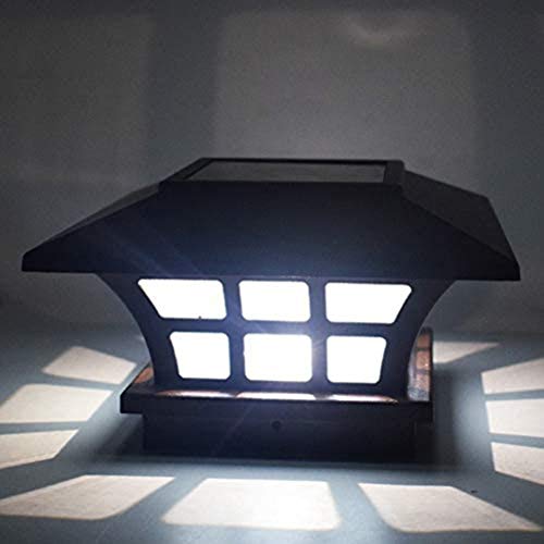 HEITIGN Luz Solar de Tapas de Postes, Lámpara de Columnas Al Aire Libre Lámparas de Valla Cuadrada Led Solares Impermeables, Lámpara de Pared Decorativa Lámpara Cabeza Columna Jardín, Blanco