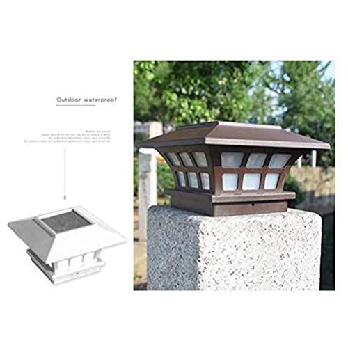 HEITIGN Luz Solar de Tapas de Postes, Lámpara de Columnas Al Aire Libre Lámparas de Valla Cuadrada Led Solares Impermeables, Lámpara de Pared Decorativa Lámpara Cabeza Columna Jardín, Blanco