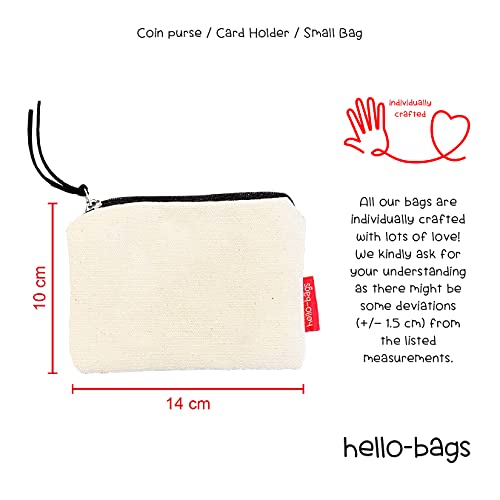 Hello-Bags. Bolso Monedero/Billetero/Tarjetero. Algodón 100%. Modelo: P. Blanco. con Cremallera y Forro Interior. 14 * 10 cm. Incluye Bonito sobre Kraft de Regalo.