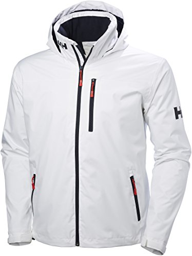 Helly Hansen Crew Hooded Midlayer - Chaqueta Impermeable, Cortavientos y Transpirable, con Forro Polar y Capucha Integrados, Hombre, Blanco (001 White), 2XL