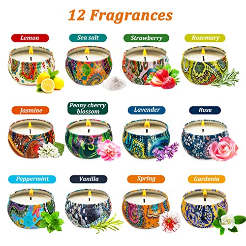 HEPAZ Velas Perfumadas,12 Piezas Velas Perfumadas de Regalo,100% Natural Cera de Soja Juegos de Velas,Regalos Originales para Mujer,Regalo de San Valentín,Festivales