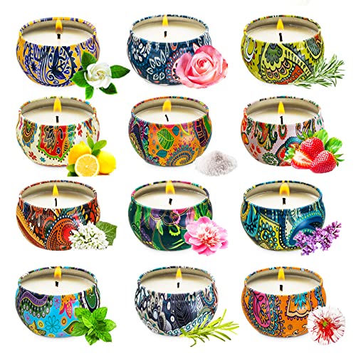 HEPAZ Velas Perfumadas,12 Piezas Velas Perfumadas de Regalo,100% Natural Cera de Soja Juegos de Velas,Regalos Originales para Mujer,Regalo de San Valentín,Festivales