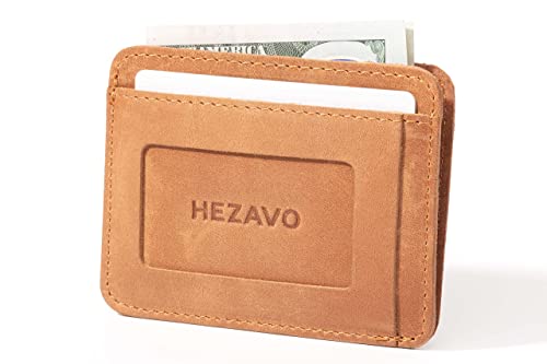 HEZAVO RFID Cuero De Grano Completo Carteras para Hombre Cartera Tarjetero Monedero Billeteras PequeñA PequeñO Mujer Joven Piel Ideas Regalos Originales Adolescentes Amigas Novio Tu Novia (Marrón)