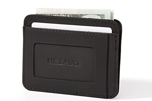 HEZAVO RFID Cuero De Grano Completo Carteras para Hombre Cartera Tarjetero Monedero Billeteras PequeñA PequeñO Mujer Joven Piel Ideas Regalos Originales Adolescentes Amigas Novio Tu Novia (Negro)