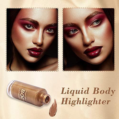 Highlighter Líquido, Iluminador Líquido, Maquillaje Líquido Resaltador, Contorno Corporal Cara Labios Maquillaje Bronceadores Contouring Iluminador - 30ML