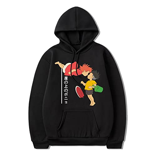 Highwonuk Unisex Anime Ponyo en el acantilado Sudadera con Capucha Moda Harajuku Ponyo Cosplay impresión Sudadera con Capucha