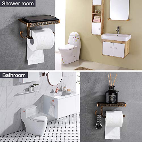 Hoomtaook Portarrollo para Papel Higiénico Ducha Aluminio Montado En La Pared Baño Accesorios Bronce