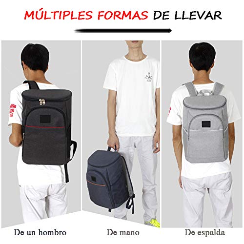 HOTSO Picnic Mochila Bolsa de Aislamiento Refrigerada con Abrebotellas,Gran Capacidad Hombres Mujeres Mochila Ligera Impermeable para Picnics,Senderismo,Camping,Playa,Trabajo,Deportes(Negro)