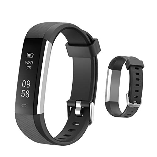 HOTSO Reloj Inteligente, Cómodo Smartwatch Pulsera Deportiva con Pantalla Táctil para Diferente Muñecas Correa Longitud Ajustable IP67 Sumergible - Negro