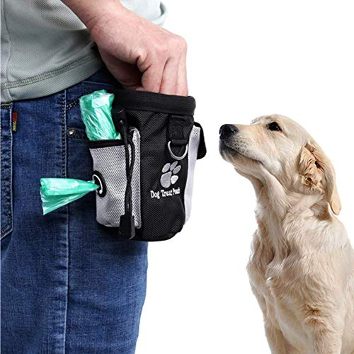 HPiano Perro Tratamiento de Cintura Bolsa Bolso Merienda Tratar Bolsa Bolsa de Cintura Manos Libre Mascota Perro Entrenamiento Alimentos Bolsa de Cintura con Dispensador de Bolsa Caca Incorporada