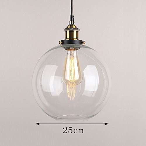 Huahan Haituo Industrial Edison vintage estilo vidrio colgante luz isla comedor iluminación colgante (Transparente,25 cm)