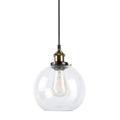 Huahan Haituo Industrial Edison vintage estilo vidrio colgante luz isla comedor iluminación colgante (Transparente,25 cm)