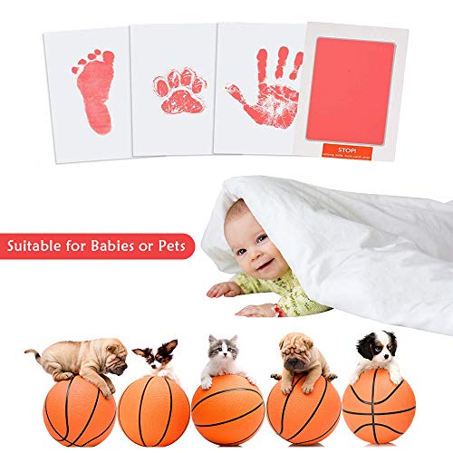 Huella de Pie y Huellas de Mano para Bebé Kit, Juego de Impresión para Bebé de 2 Piezas Almohadilla de Tinta con Marco de Fotos de Papel, No Tóxico Regalo para Recién Nacidos Niñas y Niños