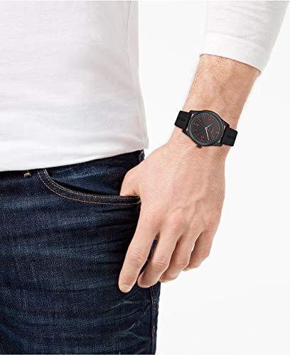 HUGO Create - Reloj Analógico para Hombre, de Cuarzo con Correa en Silicona, Negro