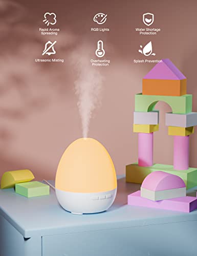 Humidificador Aceites Esenciales 150ml, Etersky Mini Difusor Humidificador Bebes con Luz LED, Humidificador de Aromas Ultrasónico para Niños Dormitorio Oficina