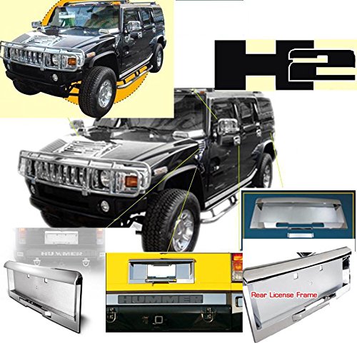 Hummer H2 H2 H2 Trasero Cromado Marco de la matrícula Cubierta tapizada Set Exterior ABS moldura Set 2006 2007 2008 2009