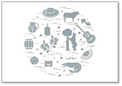 Imán para nevera con ilustración de varios símbolos de España