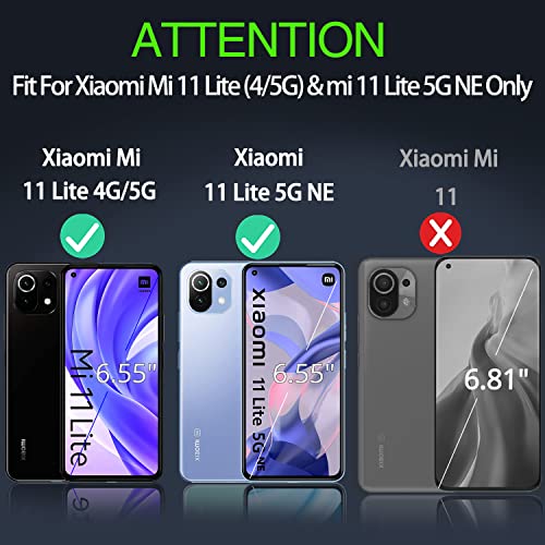 IMBZBK Funda para Xiaomi Mi 11 Lite 4G&5G/Mi 11 Lite 5G NE Carcasa + [2 Pack] Protector Pantalla Cristal Templado, [Soporte Giratorio de 360 Grados con Anillo de Dedo][Grado Militar Anti-Golpe] TPU