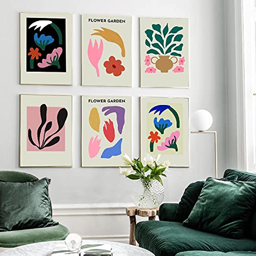 Impresión de Pared Imágenes de Iris prensado Camelia en Flor Art Canvas Posters Wild and Tulips Painting Living Decoración del hogar (50x70cm) x6 Sin Marco