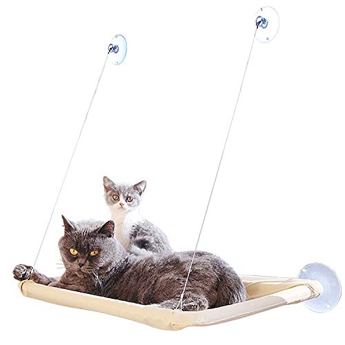 Inntek Hamaca de Gato, Cama Colgante de Mascota, Asiento para Gato,Hamaca de Gato con Ventosa, Hamaca Colgante de Ventana 55 * 35cm Carga Máx. 20KG para Tomar el Sol Echar Siesta Antirasguños