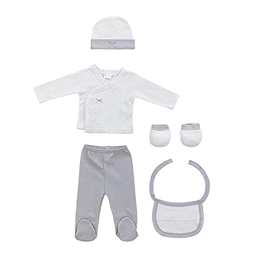 Interbaby Set Regalo Primera Puesta Bebé Algodón Orgánico e Hipoalergénico Topitos De 0 a 6 meses aprox (Gris)