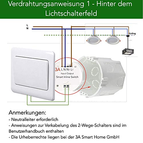 Interruptor de luz ZigBee Smart Inline para actualizar el interruptor de luz normal para control de aplicaciones, domótica y control de voz Alexa