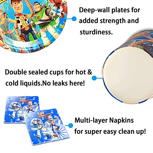 INTVN-Toy Story 4 para Fiestas,Juego de Cubiertos Incluye Pancarta Platos Cubiertos Servilletas Mantel para Fiesta Baby Shower Set de 78 Piezas