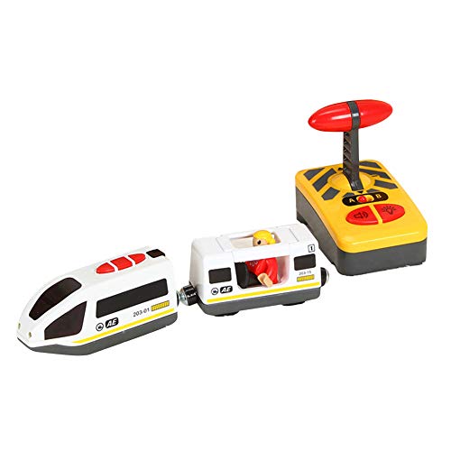 ISAKEN Gran Locomotora a Pilas, Juguete de Tren de Tren de Control Remoto eléctrico Compatible con Train Track Toy Tren de Madera y víaspara bebés Juguete Educativo