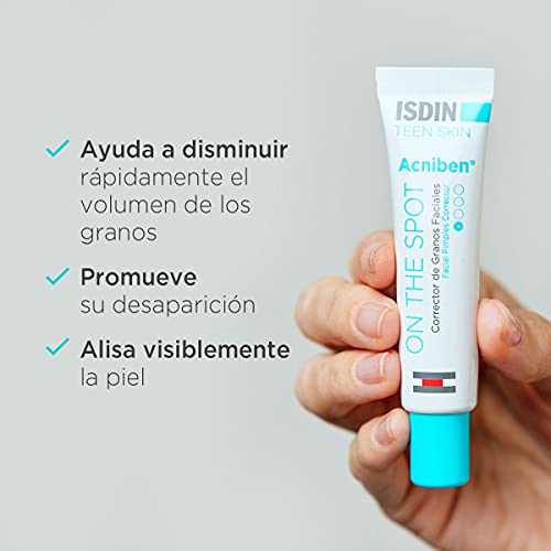 ISDIN ACNIBEN On The Spot, Gel Secante Corrector de Granos Faciales, Disminuye el Enrojecimiento y el Volumen del Grano, con Ácido Salicílico y Niacinamida, Pack de 2 Unidades, 2 x 15 ml