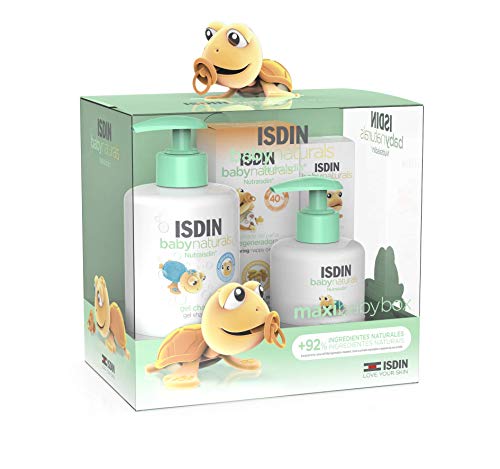 ISDIN Baby Naturals Canastilla Maxi, Gel Champú 400 ml, Loción Corporal 200 ml, Pomada Pañal Regeneradora 100 ml y Reparador Perioral 15 ml, apto desde los 0 meses