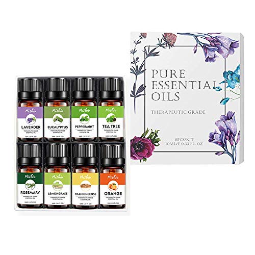 Iwinna 8pcs Essential Oils Top Pure Essential Oils (100% Pure & Natural) Therapeutic Grade Essential Oils -for Diffuser, Humidifier, Massage, Aromatherapy, Skin & Hair Care