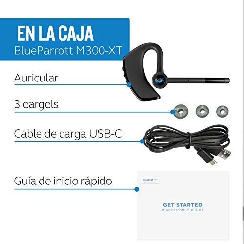 Jabra BlueParrott M300-XT Auricular Bluetooth Monoaural ligero con Cancelación de Ruido para teléfonos móviles, 14 horas de conversación - Negro