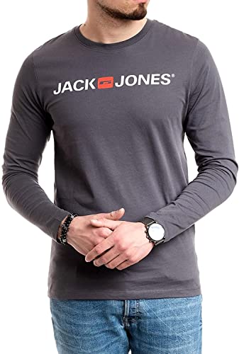 Jack and Jones Camiseta básica de manga larga de algodón para hombre Asphalt Corp L