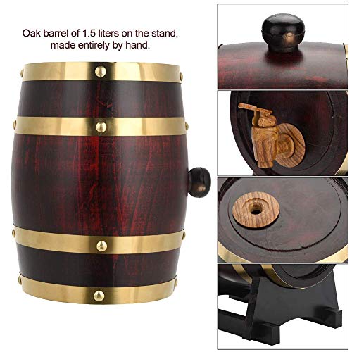 Jadeshay Oak Barrel - Barril Cerveza Wine Dispenser Grifo de vino de roble vintage para Bebidas de licores de Vino 1.5L / 3L / 5L (tamaño : 1.5L Red Wine)