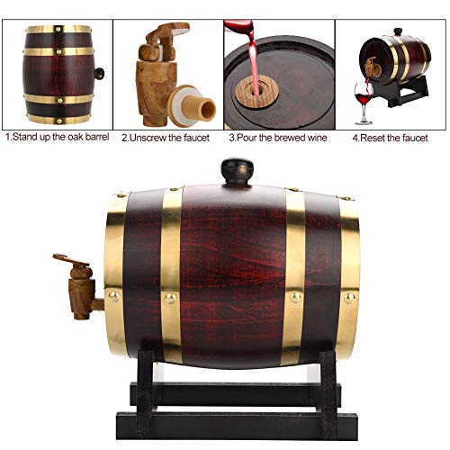 Jadeshay Oak Barrel - Barril Cerveza Wine Dispenser Grifo de vino de roble vintage para Bebidas de licores de Vino 1.5L / 3L / 5L (tamaño : 1.5L Red Wine)