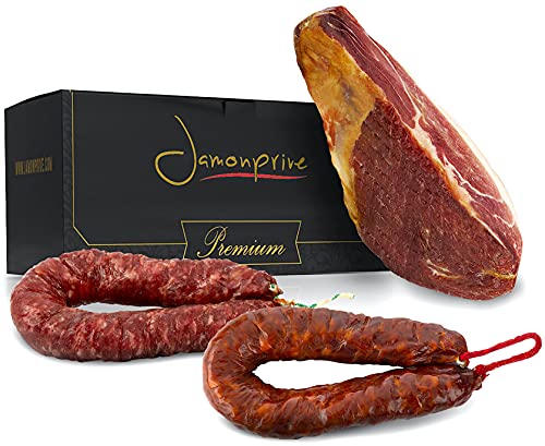 Jamón Serrano Duroc Curado Deshuesado Gran Reserva 1 Kg + Chorizo Extra Sarta Dulce 200 gr + Salchichón 200 gr – Jamonprive Premium