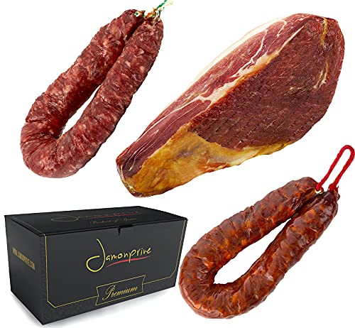 Jamón Serrano Duroc Curado Deshuesado Gran Reserva 1 Kg + Chorizo Extra Sarta Dulce 200 gr + Salchichón 200 gr – Jamonprive Premium