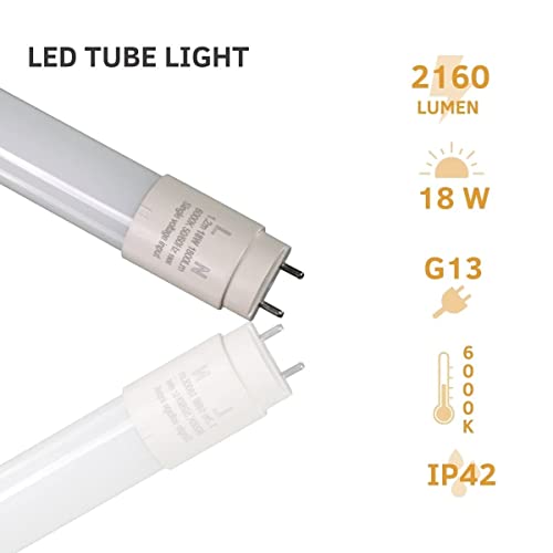 JANDEI - Pack 20 Tubo LED 120cm 18W, Blanco Frío 6000K, 2160 Lumenes, Standard T8 Conector G13, Iluminación de Oficinas, Pasillos, Garajes, Comercio, Conexión 1 Lado