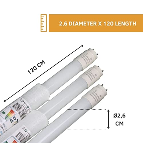 JANDEI - Pack 20 Tubo LED 120cm 18W, Blanco Frío 6000K, 2160 Lumenes, Standard T8 Conector G13, Iluminación de Oficinas, Pasillos, Garajes, Comercio, Conexión 1 Lado