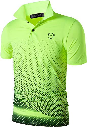 jeansian Camiseta Deportiva de Manga Corta para Hombre Polo Poloshirt tee Shirt Tshirt T-Shirt Bolos Dry Fit Golf Tenis LSL195 GreenYellow M