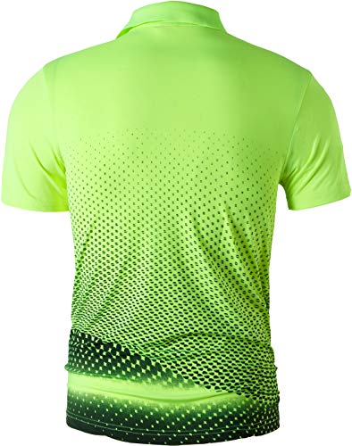 jeansian Camiseta Deportiva de Manga Corta para Hombre Polo Poloshirt tee Shirt Tshirt T-Shirt Bolos Dry Fit Golf Tenis LSL195 GreenYellow M