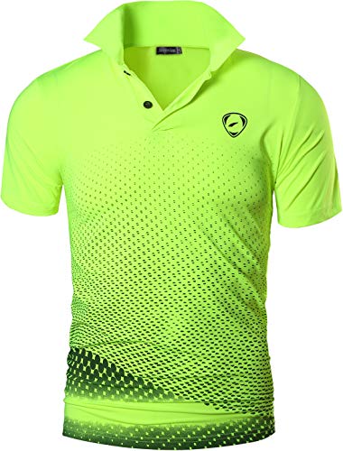 jeansian Camiseta Deportiva de Manga Corta para Hombre Polo Poloshirt tee Shirt Tshirt T-Shirt Bolos Dry Fit Golf Tenis LSL195 GreenYellow M