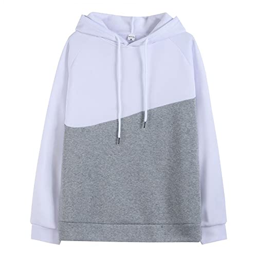 Jersey Deportivo Informal Hombre Sudadera con Capucha Invierno Cálido Cómodo Más Polar Correr Al Aire Libre Ejercicio Sudadera Hombre E-Grey White XL