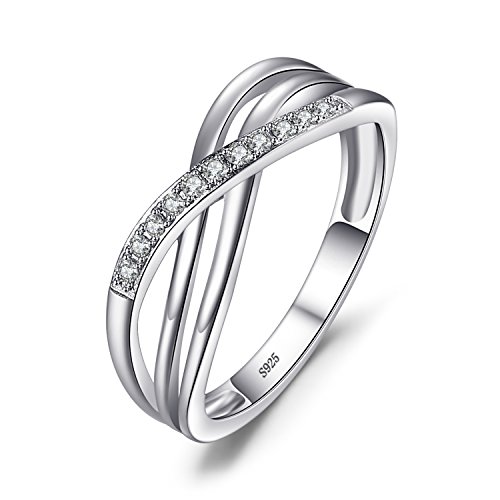 JewelryPalace Anillo Infinito Anillos Mujer Plata Diamante Simulado, Anillos Plata de ley 925 Mujer Chapado en Oro Blanco, Promiso Anillo Mujer Alianzas, Aniversario, Joyería Personalizada