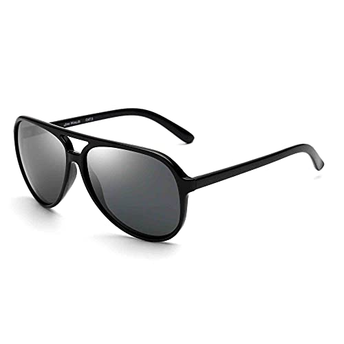 JIM HALO Polarizadas Gafas de Sol Hombre Mujer Oversize Plástico Conduciendo Anteojos(Marco Negro/Lente Gris Polarizado)