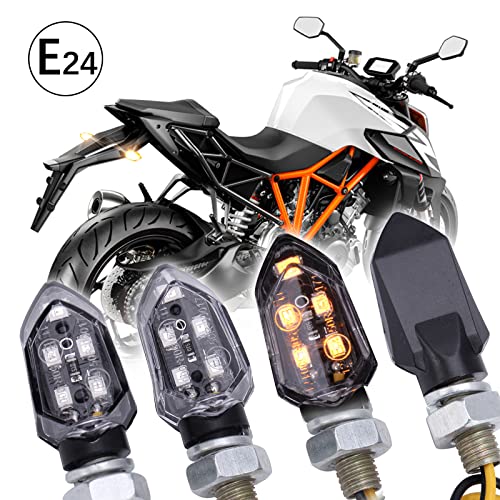 JMTBNO 4pcs Intermitentes Moto Homologados 12V Universal LED Mini Indicadores Bombilla Delantero Trasero Luz Ámbar Impermeable Compatible con M8 Motocicleta Scooter Quad Todoterreno