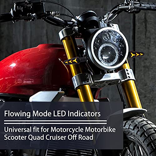 JMTBNO 4PCS Intermitentes Moto Luces de Señal de Giro de Motocicleta Indicadores Ámbar que Fluye 12-LED Universal 12V para Street Bike Scooter Quad Cruiser Bobber