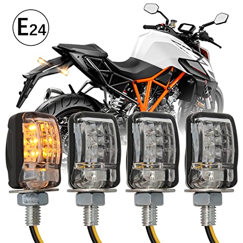 JMTBNO Intermitentes Moto Homologados LED Indicadores 4 Piezas Mini Bombilla Ámbar Luz de Señal de Giro Impermeable Universal 12V Compatible con M6 Motocicleta Scooter Quad Enduro Off Road