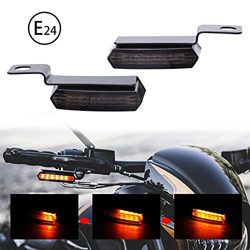 JMTBNO Intermitentes Moto Mini Indicadores de Motocicleta Ámbar LED Luces de Señal de Giro Luz de Manillar que Fluye E-24 12V para Cruiser Chopper Bobber Scooter Cafe Racer