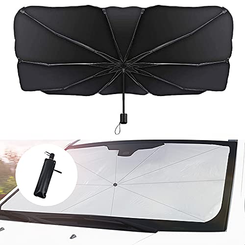 Jooheli Parasol Coche Delantero, Sombrilla Paraguas del Coche, Visera Sol Paraguas con Bolsa de Almacenamiento, Plegable Parasol Coche Delantero para SUV/Automóviles/Camionetas (65cm x 120cm)